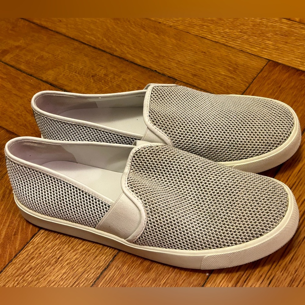 Vince Blair 5 Perforated Leather Slip-On Sneakers in White; size 6